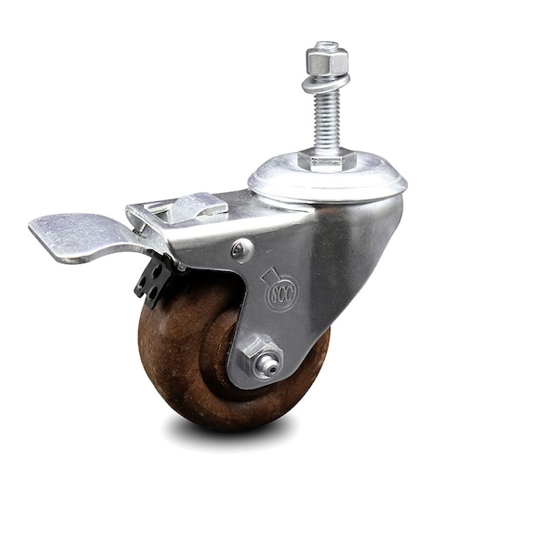 3 Inch High Temp Glass Filled Nylon 3/8 Inch Stem Caster with Total Lock Brake